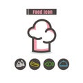 Icons food colorful design vector line black on white background Royalty Free Stock Photo