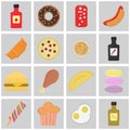 Icons food and drinks. Vector buttons set. Royalty Free Stock Photo