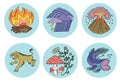 Icons with forces of wild nature Royalty Free Stock Photo