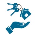Icons in the form keys and a house with human hand Royalty Free Stock Photo