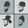 Icons hairstyles beard and mustache hipster full