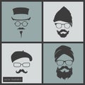 Icons hairstyles beard and mustache