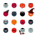 Icons for Halloween - pumpkin, vampire, devil, bat, hat, owl, monster. Origami style icon set. Vector illustration. Royalty Free Stock Photo