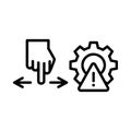 Icons of hand gesture and warning gear on a white background Keywords: hand, gesture, fingers Royalty Free Stock Photo
