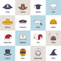 Icons Hat Flat Line Royalty Free Stock Photo