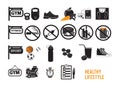 Icons for healthy lifestyle fitness set Royalty Free Stock Photo