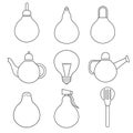 icons of household products in the form of light bulb