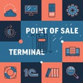 Terminal point sale icon with NFC payment sign in minimal trendy style.