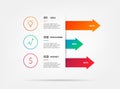 Icons infographics with arrows. Element of chart, graph, diagram with 2 options - parts, processes, timeline. Vector