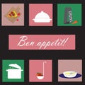 Icons with kitchenware