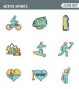 Icons line set premium quality of active sports love sportsman icon. Modern pictogram collection flat design style symbol. Royalty Free Stock Photo