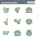 Icons line set premium quality of agriculture animals barn farming animal farm icon . Modern pictogram collection flat design Royalty Free Stock Photo