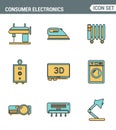 Icons line set premium quality of home appliances, household consumer electronics. Modern pictogram collection flat design style Royalty Free Stock Photo