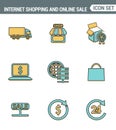 Icons line set premium quality of internet shopping, retail store and online sales. Modern pictogram collection flat design style Royalty Free Stock Photo