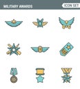 Icons line set premium quality military awards star medal winner prize victorysymbol. Modern pictogram collection flat design Royalty Free Stock Photo