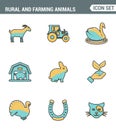 Icons line set premium quality of rural and farming animals agricultural nature industry. Modern pictogram collection flat design Royalty Free Stock Photo