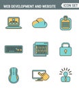 Icons line set premium quality of web development and website programming process, webpage coding user interface creating.