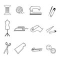 914 icons, icons with materials and tools for needlework