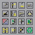 Icons Measuring device for oil pipeline on grey background