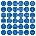 Icons of Modern Technology and Gadgets in Circular Blue Background Design Royalty Free Stock Photo