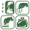 Icons money wallet coins vector illustration