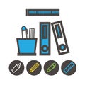 Icons office equipment colour vector on white background Royalty Free Stock Photo