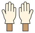 Pair of hands wearing white gloves color vector