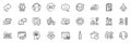 Icons pack as Baggage cart, Anxiety and Smile chat line icons. For web app. Vector