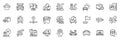 Icons pack as Car review, Airplane and Send box line icons. For web app. Vector