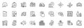 Icons pack as Car service, Delivery truck and Dog leash line icons. For web app. Vector