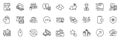Icons pack as Cloud sync, Uv protection and Bid offer line icons. For web app. Vector