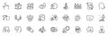 Icons pack as Equity, Stats and Idea line icons. For web app. Vector