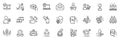 Icons pack as Hold box, Education and Engineering team line icons. For web app. Vector