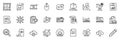 Icons pack as Medical help, Stress and Checked calculation line icons. For web app. Vector