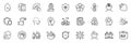 Icons pack as Nurse, Shields and Family insurance line icons. For web app. Vector