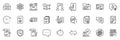 Icons pack as Online question, Music app and Social media line icons. For web app. Vector