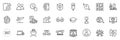 Icons pack as Plane, Teamwork and Notebook service line icons. For web app. Vector