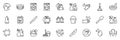 Icons pack as Plunger, Hand washing and Table knife line icons. For web app. Vector