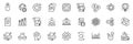 Icons pack as Report diagram, Documents and Coronavirus line icons. For web app. Vector