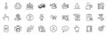 Icons pack as Smile, Microscope and Instruction manual line icons. For web app. Vector