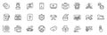 Icons pack as Spanner tool, Cogwheel blueprint and Love ticket line icons. For web app. Vector