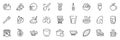 Icons pack as Water cooler, Frappe and Croissant line icons. For web app. Vector