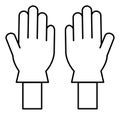 Pair of hands wearing gloves black and white vector