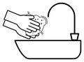 Washing your hands with water and soap black and white vector