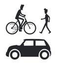 Icons of People with Transport Vector Illustration Royalty Free Stock Photo