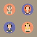 Icons of people wearing headphones
