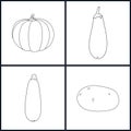 Icons Potato, Eggplant, Zucchini, Pumpkin