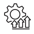 gear with up arrow icon vector, increase production or process improvement