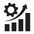 increase production icon vector, graph chart with gear symbol