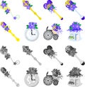 The icons of purple flower objects Royalty Free Stock Photo